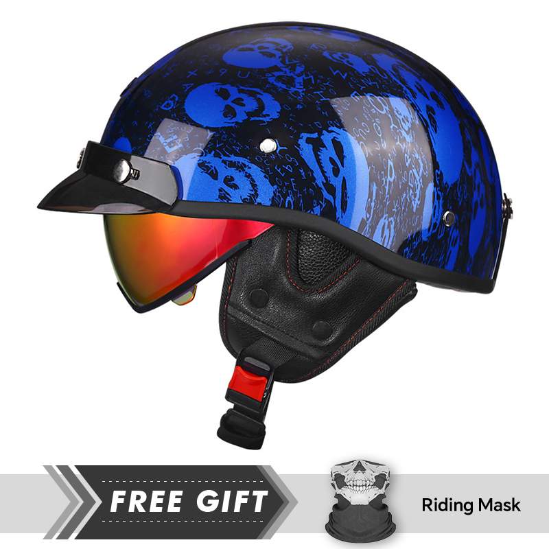 Motorcycle Gear Store - Ретро полулицевой мотоциклетный шлем для мужчин,